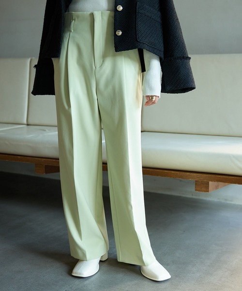 VIS（ビス）の「【洗える・防シワ】美easy裏起毛ワイドパンツ（スラックス・レディース・チャコールグレー/ライトグレー/ライトグリーン・SS/S/M）」の21枚目の写真