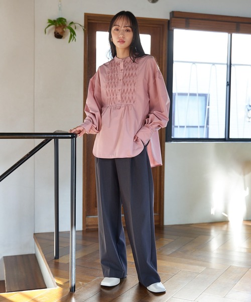 VIS（ビス）の「【洗える・防シワ】美easy裏起毛ワイドパンツ（スラックス・レディース・チャコールグレー/ライトグレー/ライトグリーン・SS/S/M）」の5枚目の写真