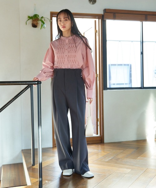 VIS（ビス）の「【洗える・防シワ】美easy裏起毛ワイドパンツ（スラックス・レディース・チャコールグレー/ライトグレー/ライトグリーン・SS/S/M）」の11枚目の写真