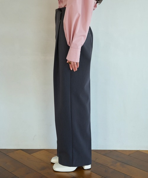 VIS（ビス）の「【洗える・防シワ】美easy裏起毛ワイドパンツ（スラックス・レディース・チャコールグレー/ライトグレー/ライトグリーン・SS/S/M）」の19枚目の写真