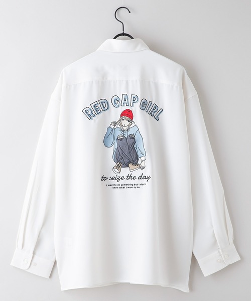 Red Cap Girl(レッドキャプガール)の「【UNIIT × RED CAP GIRL】 ナチュラルストレッチ バルーンスリーブ ルーズシルエット バック刺繍シャツ(シャツ/ブラウス・メンズ・グレー/グレイッシュブルー/ブラック/ホワイト/ブルー・LARGE/MEDIUM)」の2枚目の写真