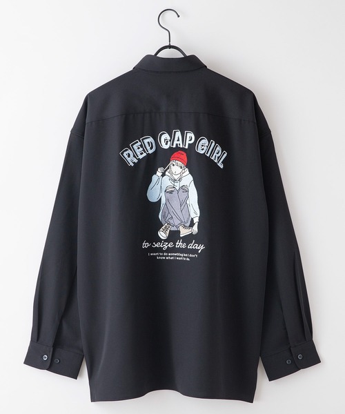 Red Cap Girl(レッドキャプガール)の「【UNIIT × RED CAP GIRL】 ナチュラルストレッチ バルーンスリーブ ルーズシルエット バック刺繍シャツ(シャツ/ブラウス・メンズ・グレー/グレイッシュブルー/ブラック/ホワイト/ブルー・LARGE/MEDIUM)」の3枚目の写真