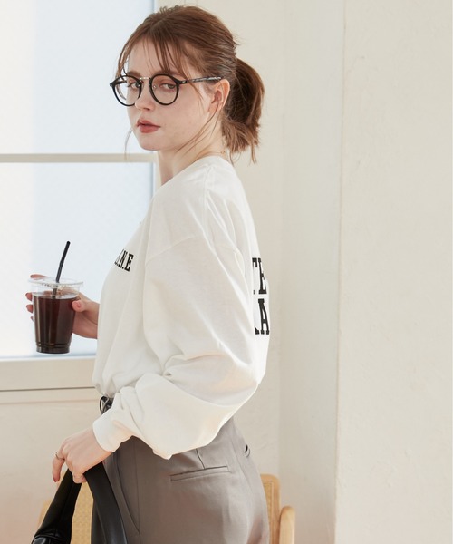 ANGIE(アンジー)の「GILDAN カレッジロゴ オーバーサイズ バックプリント ロンT(Tシャツ/カットソー・レディース・チャコールグレー/ホワイト×ブラック/ネイビー×ホワイト/アッシュグレー・LARGE/X-LARGE/MEDIUM/SMALL)」の17枚目の写真