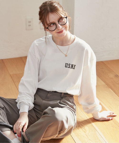 ANGIE(アンジー)の「GILDAN カレッジロゴ オーバーサイズ バックプリント ロンT(Tシャツ/カットソー・レディース・チャコールグレー/ホワイト×ブラック/ネイビー×ホワイト/アッシュグレー・LARGE/X-LARGE/MEDIUM/SMALL)」の22枚目の写真