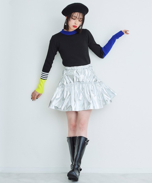 Narcissus（ナルシス）の「【SINN】Narcissusオリジナル  カラーMIXリブトップス（ニット/セーター・レディース・ブルー/ピンク・FREE）」の3枚目の写真