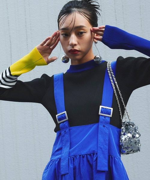 Narcissus（ナルシス）の「【SINN】Narcissusオリジナル  カラーMIXリブトップス（ニット/セーター・レディース・ブルー/ピンク・FREE）」の5枚目の写真