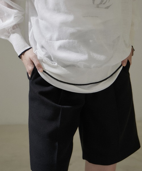 SALON adam et rope'（サロン アダム エ ロペ）の「シアークルーネックプルオーバー【洗える】（Tシャツ/カットソー・レディース・ホワイト/ラベンダー/ブラック・FREE）」の16枚目の写真