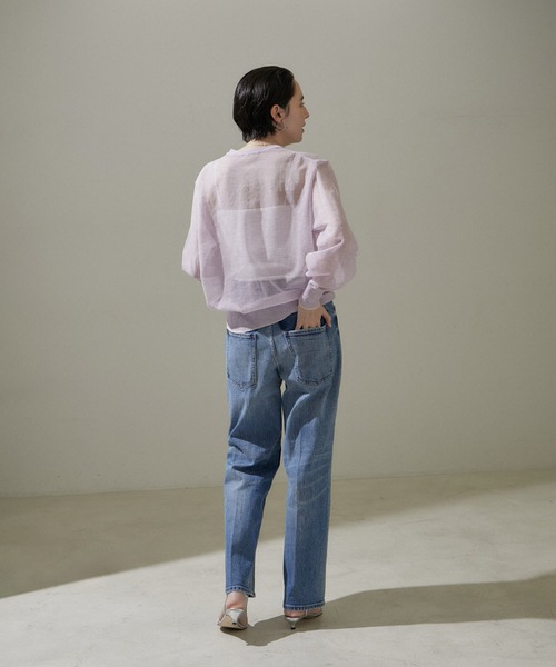 SALON adam et rope'（サロン アダム エ ロペ）の「シアークルーネックプルオーバー【洗える】（Tシャツ/カットソー・レディース・ホワイト/ラベンダー/ブラック・FREE）」の17枚目の写真