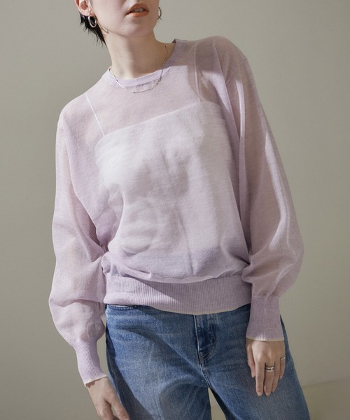 SALON adam et rope'（サロン アダム エ ロペ）の「シアークルーネックプルオーバー【洗える】（Tシャツ/カットソー・レディース・ホワイト/ラベンダー/ブラック・FREE）」の18枚目の写真