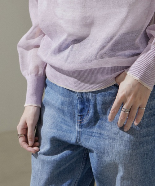 SALON adam et rope'（サロン アダム エ ロペ）の「シアークルーネックプルオーバー【洗える】（Tシャツ/カットソー・レディース・ホワイト/ラベンダー/ブラック・FREE）」の19枚目の写真