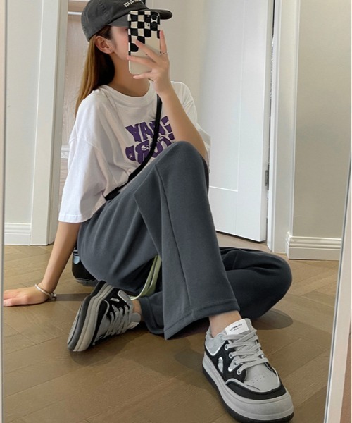 kirakiraShop(キラキラショップ)の「丈が選べる ロング スウェット パンツ(スウェットパンツ・レディース・杢グレー/ブラック/チャコール/オートミール・M/MT/L/LT)」の16枚目の写真
