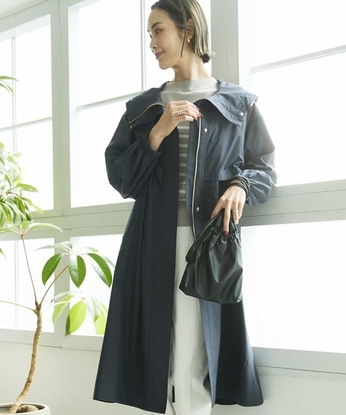 MICHEL KLEIN（ミッシェル・クラン）の「パウダリーソフトロングコート（ブルゾン・レディース・ネイビー/アイボリー・40/38）」の7枚目の写真