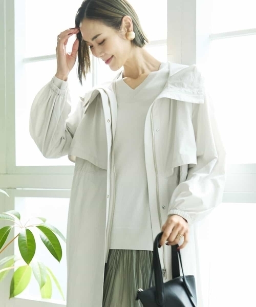 MICHEL KLEIN（ミッシェル・クラン）の「パウダリーソフトロングコート（ブルゾン・レディース・ネイビー/アイボリー・40/38）」の10枚目の写真