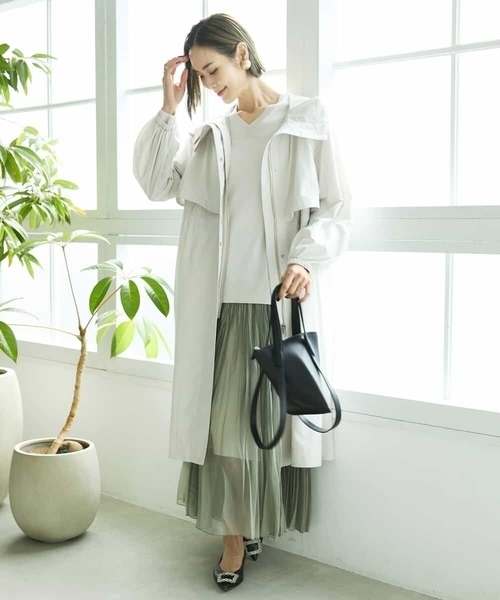 MICHEL KLEIN（ミッシェル・クラン）の「パウダリーソフトロングコート（ブルゾン・レディース・ネイビー/アイボリー・40/38）」の12枚目の写真