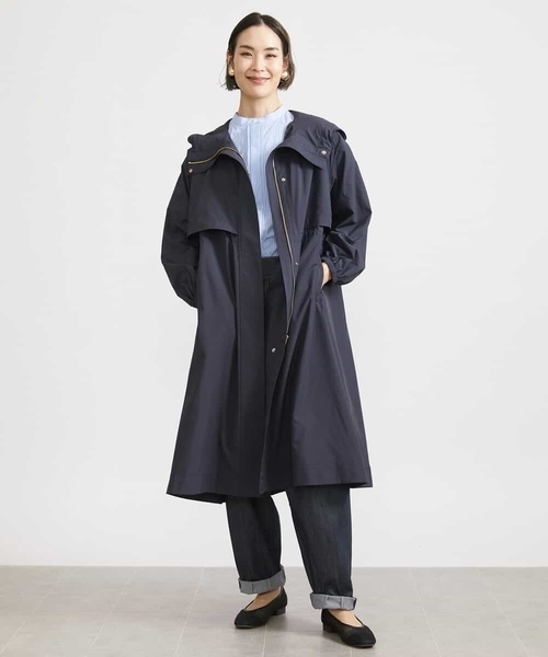 MICHEL KLEIN（ミッシェル・クラン）の「パウダリーソフトロングコート（ブルゾン・レディース・ネイビー/アイボリー・40/38）」の15枚目の写真