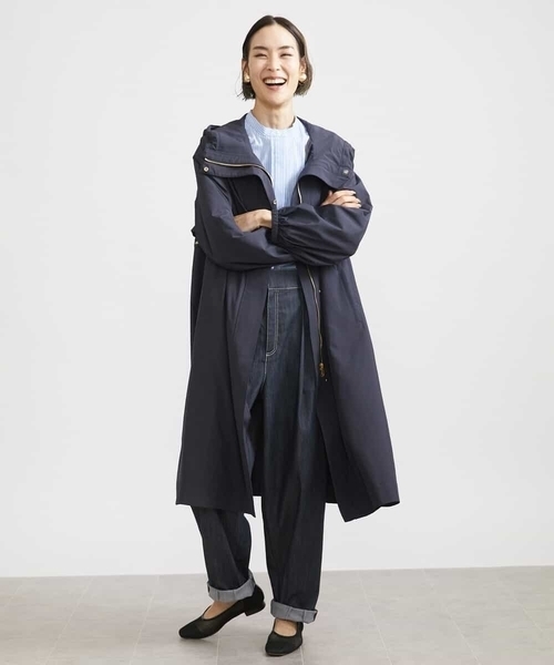 MICHEL KLEIN（ミッシェル・クラン）の「パウダリーソフトロングコート（ブルゾン・レディース・ネイビー/アイボリー・40/38）」の16枚目の写真