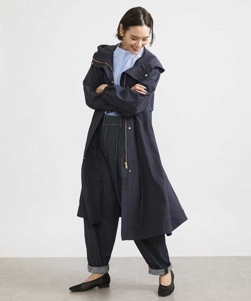 MICHEL KLEIN（ミッシェル・クラン）の「パウダリーソフトロングコート（ブルゾン・レディース・ネイビー/アイボリー・40/38）」の17枚目の写真