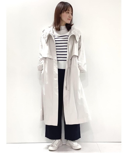 MICHEL KLEIN（ミッシェル・クラン）の「パウダリーソフトロングコート（ブルゾン・レディース・ネイビー/アイボリー・40/38）」の4枚目の写真