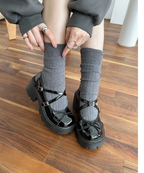 セール】リボンデザイン 厚底 ヒールパンプス / サンダル