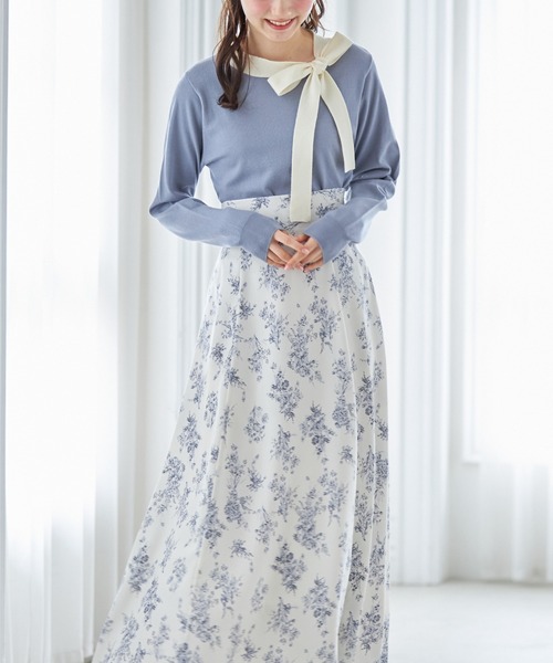 tocco closet（トッコ　クローゼット）の「配色リボンネックプルオーバー（Tシャツ/カットソー・レディース・ブラック/オフホワイト/ピンクベージュ/ブルー・M）」の18枚目の写真
