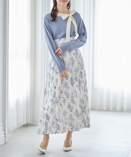 tocco closet（トッコ　クローゼット）の「配色リボンネックプルオーバー（Tシャツ/カットソー・レディース・ブラック/オフホワイト/ピンクベージュ/ブルー・M）」の19枚目の写真
