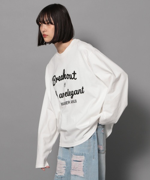 Anui（アニュイ）の「【UNISEX/2サイズ展開】アートロゴロンT（Tシャツ/カットソー・レディース・ネイビー/オフホワイト/ブラック・MEDIUM/LARGE）」の5枚目の写真