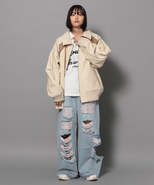 Anui（アニュイ）の「【UNISEX/2サイズ展開】アートロゴロンT（Tシャツ/カットソー・レディース・ネイビー/オフホワイト/ブラック・MEDIUM/LARGE）」の6枚目の写真