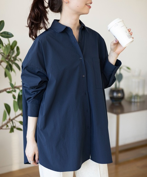 LEPSIM（レプシィム）の「ワイドBIGシャツ　108030（シャツ/ブラウス・レディース・ブルー/オフホワイト/ネイビー/ピンク・FREE）」の2枚目の写真