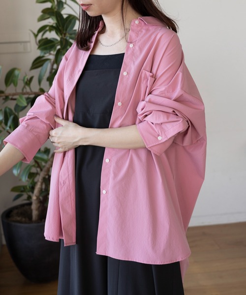 LEPSIM（レプシィム）の「ワイドBIGシャツ　108030（シャツ/ブラウス・レディース・ブルー/オフホワイト/ネイビー/ピンク・FREE）」の4枚目の写真