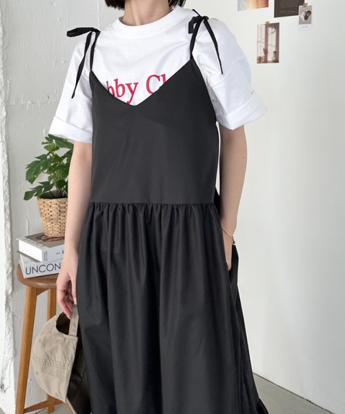 セール】ショルダーリボンティアードロングワンピース（ワンピース