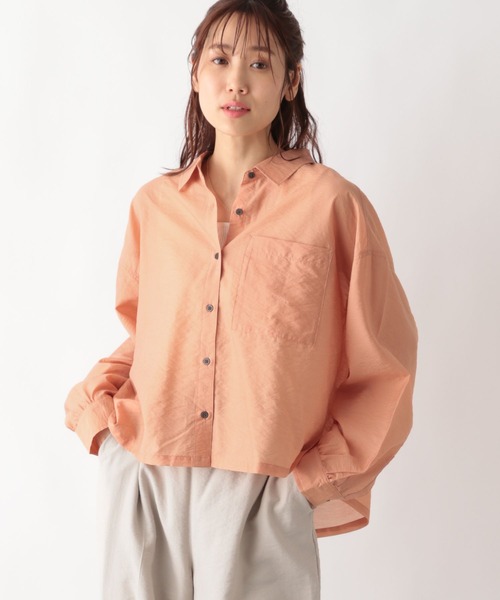 ブラウス シャツ シアークロップド ワークブラウス レディース シアークロップド ワークブラウス | AND ON JIONE STORE