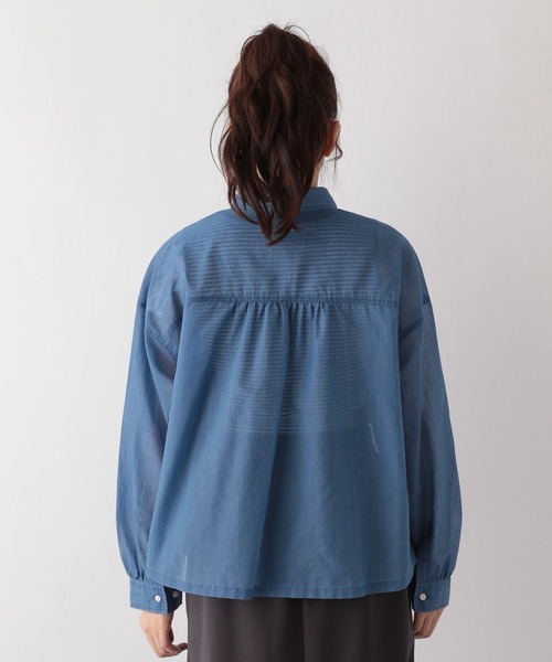 197○sheller シェリエ ドットシアークロップドブラウス レディース