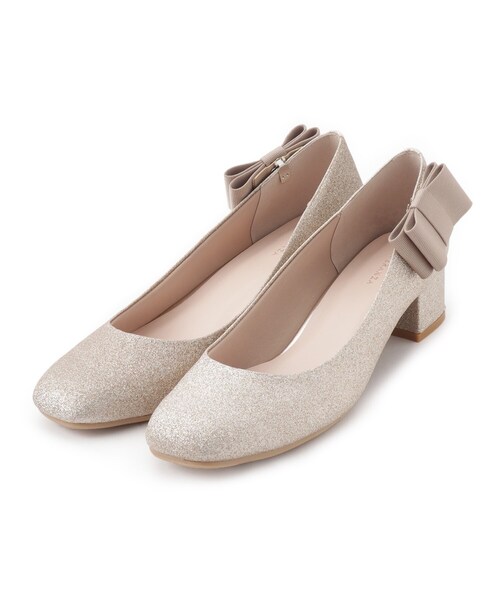 ESPERANZA(エスペランサ)の「2WAYリボンスクエアトゥグリッターパンプス 結婚式二次会 パーティー 24SS(パンプス・レディース・ゴールド/シルバー/ブラック系8・22.5cm/25.0cm/24.0cm/24.5cm/23.5cm/23.0cm)」の7枚目の写真