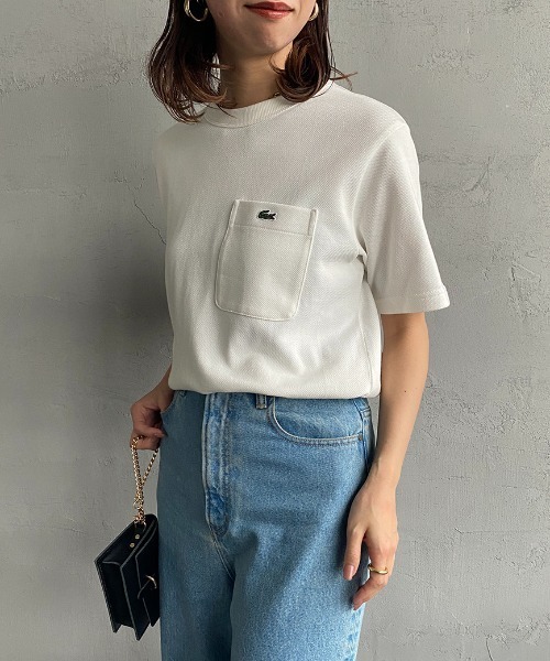 LACOSTE（ラコステ）の「[LACOSTE/ラコステ] ワンポイントロゴ 鹿の子ポケットTシャツ（Tシャツ/カットソー・レディース・ネイビー/ホワイト/ブラック・3/4/5/2）」の12枚目の写真