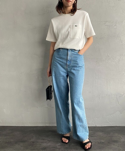 LACOSTE（ラコステ）の「[LACOSTE/ラコステ] ワンポイントロゴ 鹿の子ポケットTシャツ（Tシャツ/カットソー・レディース・ネイビー/ホワイト/ブラック・3/4/5/2）」の14枚目の写真