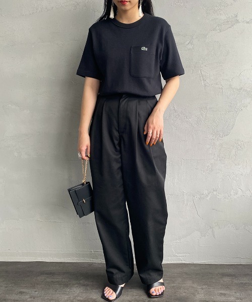 LACOSTE（ラコステ）の「[LACOSTE/ラコステ] ワンポイントロゴ 鹿の子ポケットTシャツ（Tシャツ/カットソー・レディース・ネイビー/ホワイト/ブラック・3/4/5/2）」の6枚目の写真