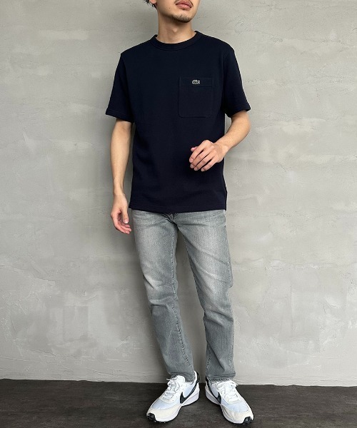 LACOSTE（ラコステ）の「[LACOSTE/ラコステ] ワンポイントロゴ 鹿の子ポケットTシャツ（Tシャツ/カットソー・レディース・ネイビー/ホワイト/ブラック・3/4/5/2）」の11枚目の写真