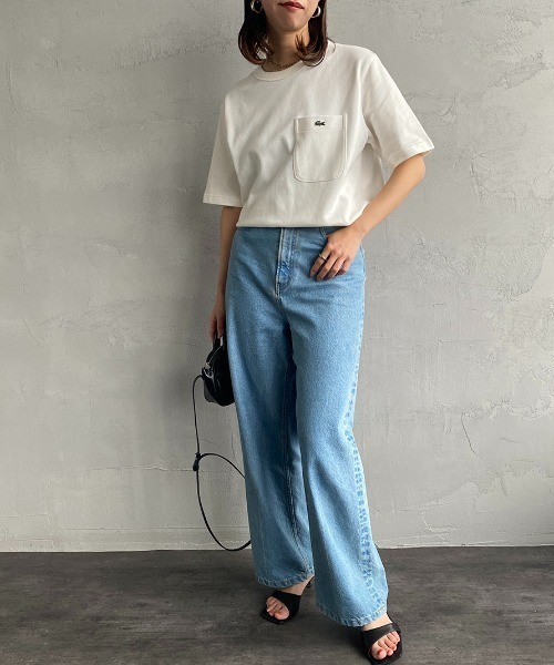 LACOSTE（ラコステ）の「[LACOSTE/ラコステ] ワンポイントロゴ 鹿の子ポケットTシャツ（Tシャツ/カットソー・レディース・ネイビー/ホワイト/ブラック・3/4/5/2）」の21枚目の写真