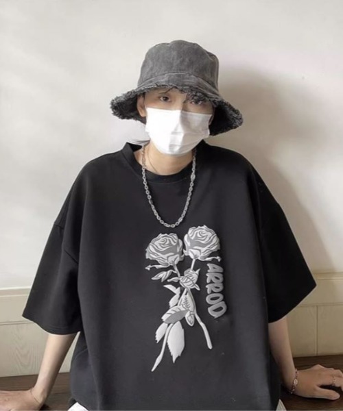 ROOPTOKYO(ループトウキョウ)の「薔薇モチーフ S/SプリントTシャツ(Tシャツ/カットソー・メンズ・ブルー/ホワイト/ブラック・M/L/XL)」の12枚目の写真