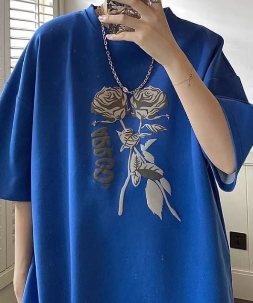 ROOPTOKYO(ループトウキョウ)の「薔薇モチーフ S/SプリントTシャツ(Tシャツ/カットソー・メンズ・ブルー/ホワイト/ブラック・M/L/XL)」の13枚目の写真