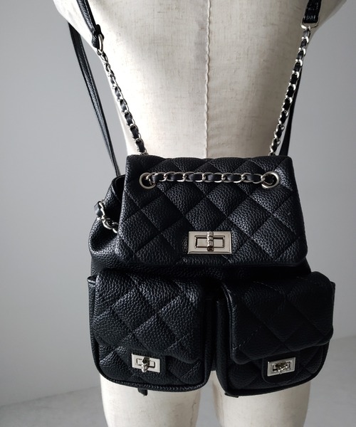 me+em select(ミームセレクト)の「【 2color 】キルティングチェーンショルダーミニリュック / quilting chain shoulder mini backpack(バックパック/リュック・レディース・ブラック/アイボリー・FREE)」の11枚目の写真