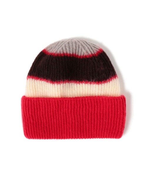 Ray BEAMS(レイビームス)の「マルチ ボーダー ワッチキャップ(ニットキャップ/ビーニー・レディース・チャコールグレー/レッド・ONE SIZE)」の14枚目の写真