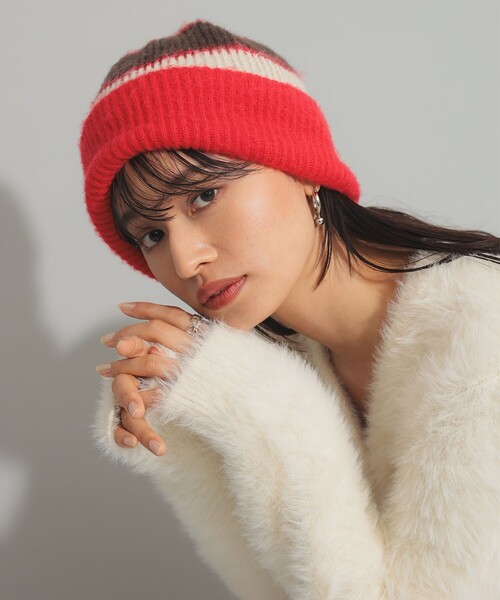 Ray BEAMS(レイビームス)の「マルチ ボーダー ワッチキャップ(ニットキャップ/ビーニー・レディース・チャコールグレー/レッド・ONE SIZE)」の16枚目の写真