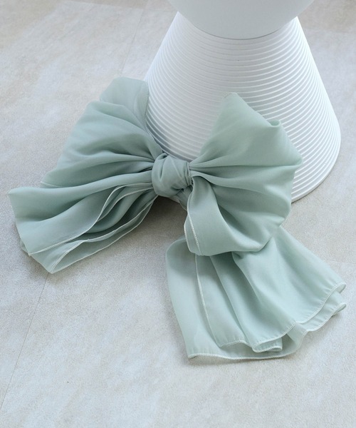 utatane（ウタタネ）の「飾り帯 オーガンジー プチ兵児帯（和装小物・レディース・ライトブルー/ミント/クリーム/マスタード/ネイビー/オフホワイト/スモークピンク/ワイン/グレー/ブラック/イエロー/グリーン・FREE）」の5枚目の写真