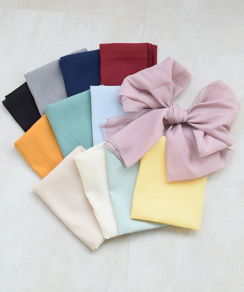 utatane（ウタタネ）の「飾り帯 オーガンジー プチ兵児帯（和装小物・レディース・ライトブルー/ミント/クリーム/マスタード/ネイビー/オフホワイト/スモークピンク/ワイン/グレー/ブラック/イエロー/グリーン・FREE）」の13枚目の写真