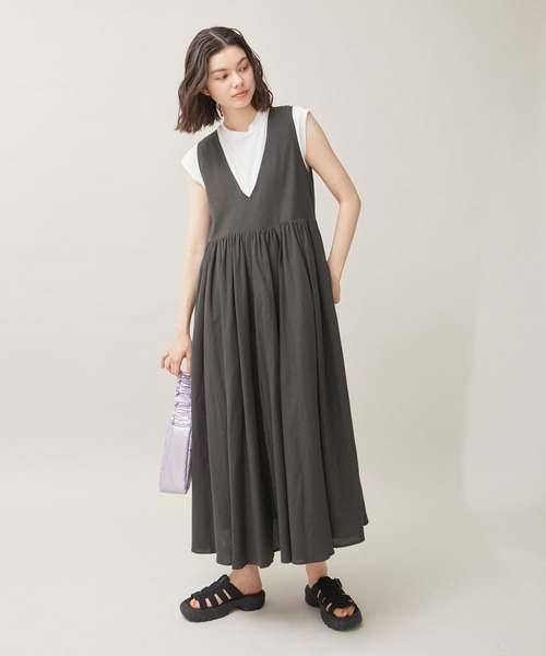 ROPE' PICNIC（ロペピクニック）の「麻混ワンピース/リンクコーデ（ワンピース・レディース・ブルー/スミクロ・38）」の3枚目の写真