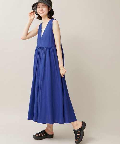 ROPE' PICNIC（ロペピクニック）の「麻混ワンピース/リンクコーデ（ワンピース・レディース・ブルー/スミクロ・38）」の7枚目の写真