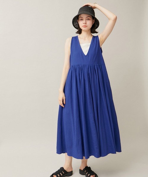 ROPE' PICNIC（ロペピクニック）の「麻混ワンピース/リンクコーデ（ワンピース・レディース・ブルー/スミクロ・38）」の8枚目の写真