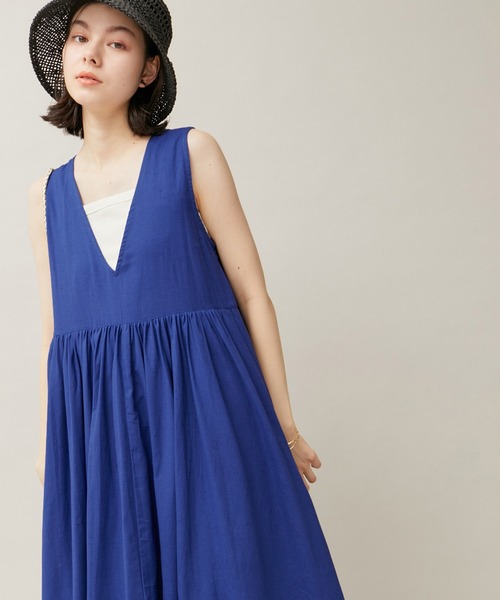 ROPE' PICNIC（ロペピクニック）の「麻混ワンピース/リンクコーデ（ワンピース・レディース・ブルー/スミクロ・38）」の9枚目の写真