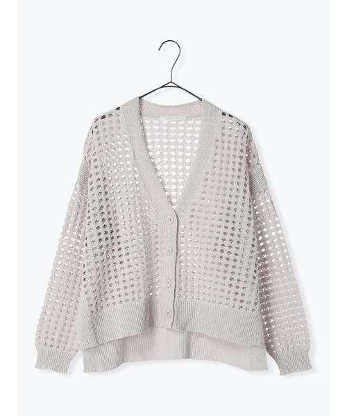 sm2rhythm(サマンサモスモスリズム)の「メッシュ編みVネックニットカーディガン(カーディガン/ボレロ・レディース・ブルー/シルバーグレー/ベージュ・F)」の2枚目の写真
